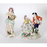 TWENTIETH CENTURY CONTINENTAL PORCELAIN GROUP, modelled as a romantic couple with dog and lamb on