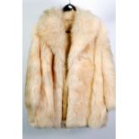 LADY'S PALE FUR COAT, fold over collar and hook fastening, size 14