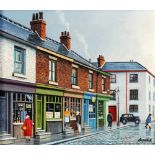 PATRICK BURKE (modern) OIL PAINTING ON CANVAS-BOARD A Northern street scene Signed. 7¼" x 8¼" (18.