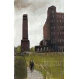 ROGER HAMPSON (1925 - 1996) OIL PAINTING ON BOARD 'Dove Mill, Bolton' Signed, titled and numbered