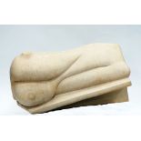 GLENYS LATHAM SCULPTURED ANCASTER LIMESTON 'Venus: at Rest' Signed with carved initials 'GL' on