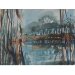 ELLIS SHAW (20th CENTURY) WATERCOLOUR DRAWING 'Mars Dam' 9 1/4" x 12" (13.5 x 30.5cm)