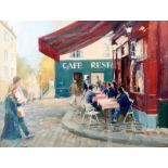 BOB RICHARDSON (1938) PASTEL DRAWING French street cafe scene Signed lower right 14 3/4" x 19 1/