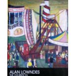 •ALAN LOWNDES COLOUR PRINTED POST 'Alan Lowndes - The Exhibition' Fairground scene 19 3/4" x 15 1/2"