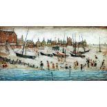 •LAURENCE STEPHEN LOWRY (1887-1976) ARTIST SIGNED COLOUR PRINT 'Deal Beach' with Guild Stamp 10 1/4"