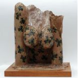 GLENYS LATHAM CERAMIC SCULPTURE 'Dressed in Pink' 12" high (30.5cm), circa 1984 mounted on a