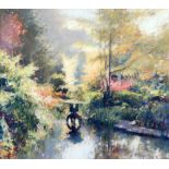 •BOB RICHARDSON (b.1938) PASTEL DRAWING. 'Japanese Garden, Tatton Park' Signed, inscribed verso. 19"