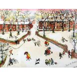 •EDITH LE BRETON (1912-1993) OIL PAINTING ON CANVAS-BOARD 'The Little Park' Signed 11½" x 15¼" (29 x