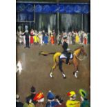 FRANK BRADLEY (1903 - 1995) OIL PAINTING ON BOARD 'The Procession' Signed lower right and titled,