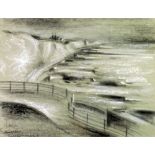 KENNETH LAWSON (1920-2008) PENCIL AND PASTEL ON GREY INGRES PAPER 'Rottingdean, Sussex, 1942'