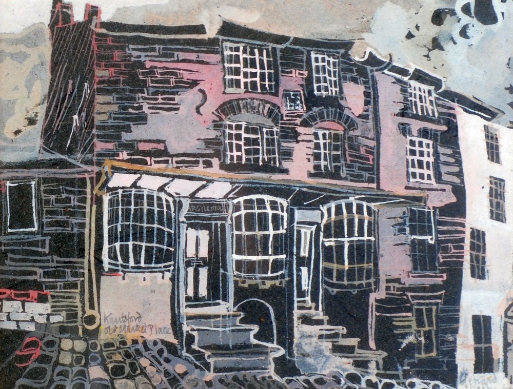 PAT GERRARD COOKE (1935-2000) PEN & INK WASH 'Knutsford Old Marketplace' Signed & dated (19)66 6"