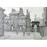 •LAURENCE STEPHEN LOWRY (1887 - 1976) ARTIST SIGNED PRINT OF A PENCIL DRAWING 'County Court,