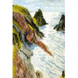 HAROLD HEMINGWAY (1908 - 1976) GOUACHE ON PAPER Rocky Coastal Scene Signed and dated (19)60 19 1/