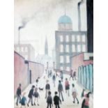 •LAURENCE STEPHEN LOWRY (1887 - 1976) ARTIST SIGNED COLOUR PRINT 'Mrs Swindells Picture' An