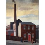 ROGER HAMPSON (1925-1996) OIL PAINTING ON BOARD 'The Red Door' Signed lower right, titled and