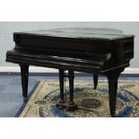 EBONY CASED CHALLEN BABY GRAND PIANO, on square tapering legs, 38 1/2" (97.8cm) high