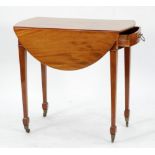 EDWARDIAN MAHOGANY OVAL PEMBROKE TABLE the top strung with boxwood above a single bow-fronted