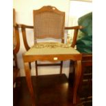 PAIR OF AMERICAN PATENT FOLDING BRIDGE ARMCHAIRS WITH CANED BACKS