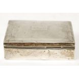 SILVER ENGINE TURNED TABLE CIGARETTE BOX, 5" (12.7cm) wide, Birmingham 1945, 8oz (weighted)