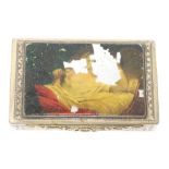 FORMER AUSTRO-HUNGARIAN EMPIRE SILVER OBLONG BOX, the hinged lid inset with a mother o' pearl