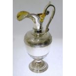 AN ATTRACTIVE VICTORIAN SILVER WINE JUG BY GEORGE FOX, LONDON 1875, the ovoid body with encircling