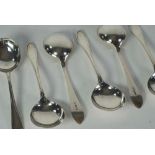 SET OF SIX SILVER SANDRINGHAM PATTERN SOUP SPOONS, MAKERS VINERS, Sheffield 1932, 8.80oz