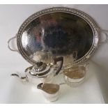 SILVER GEORGIAN STYLE TEA POT, with black wood insulator handle and finial, Sheffield 1892