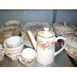 PARAGON CHINESE DINNER AND TEA SERVICE FOR SIX PERSONS, APPROX 43 PIECES, PRINTED WITH FLOWERS,