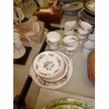 TWENTY PIECE ROYAL STAFFORDSHIRE CHINA TEA SET FOR SIX PERSONS, FLORAL BORDERS, ITALIAN FRUIT