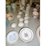 A SET OF EIGHT SPODE BONE CHINA 'GOLDEN FERN' PATTERN TEACUPS AND SAUCERS, SUSIE COPPER CHINA COFFEE