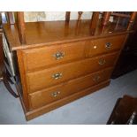 AN EARLY 20TH CENTURY OAK CHEST OF TWO SHORT AND TWO LONG DRAWERS, ON PLINTH BASE, 4' WIDE