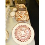 PAIR OF ADAMS 'TITIAN' WARE EMBOSSED AND DECORATED PLATES AND COPELAND SPODE 'INDIAN TREE' PATTERN