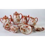 PORCELAIN KUTANI CHINA 16 PIECE TEA SERVICE, decorated with flower gardens, comprising; tea pot,