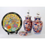 PAIR OF JAPANESE IMARI BALUSTER VASES CONVERTED TO TABLE LAMPS (drilled), 10" (25.4cm) high; AN
