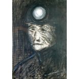 NORMAN McDONALD (20th CENTURY) CHARCOAL AND CONTE CRAYON 'Welsh Miner' Signed and dated (19)65 19