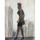 NORMAN McDONALD (20th CENTURY) PENCIL, CHARCOAL, CHALK AND CONTE CRAYON DRAWING 'Young lady from