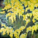 UNATTRIBUTED (Twentieth Century) OIL PAINTING ON CANVAS Yellow flowers unsigned 34" x 34" (86.4cm