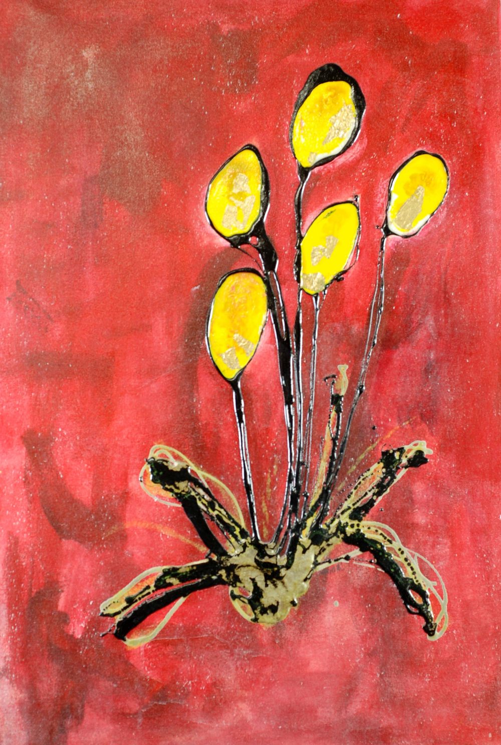 JOHN BOOTH (b.1943) MIXED MEDIA ON CANVAS Flowers 36" x 24" (91.5cm x 61cm)