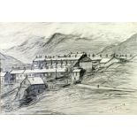 NORMAN McDONALD (20th CENTURY) TWO PENCIL DRAWINGS 'Old Mill and Houses, Blaenau Ffestiniog' and '