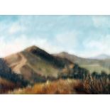 CHRISTINE BOWEN (Twentieth Century) OIL PAINTING ON ARTIST BOARD 'The Malverns' Signed and dated (