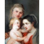 NINETEENTH CENTURY ITALIAN SCHOOL AFTER TITIAN PASTEL DRAWING Madonna and child with St. Margaret