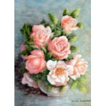 MARY RICHMAN (Twentieth Century) PASTEL Roses in a vase signed 17" x 12 1/2" (43.2cm x 31.8cm)