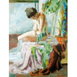 UNATTRIBUTED (Twentieth Century) OIL PAINTING ON BOARD Female nude, seated unsigned 30" x 23" (76.