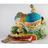 VINTAGE CHINESE DRAGON COSTUME, COMPRISING LARGE PAPIER MÂCHÉ HEAD WITH ELABORATE PAINTED DETAIL,