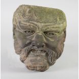 LATE 19th/EARLY 20th CENTURY CARVED STONE GARGOYLE, OF A CLASSICAL GENTLEMAN, NATURAL WEATHERING,