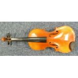 PROBABLY GERMAN EARLY TWENTIETH CENTURY VIOLIN, WITH 14 3/8" TWO PIECE BACK, LACKS STRINGS, BRIDGE