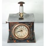 EARLY TWENTIETH CENTURY ALL METAL CASED NATIONAL TIME RECORDING MACHINE, also a Japanned metal WELCH