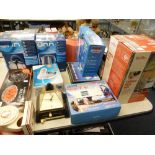 ELECTRIC HEDGE TRIMMER BOXED, THREE BOXED ELECTRIC KETTLES, A BOXED PRECISION CERAMIC SHAPER,