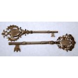 TWO SILVER PRESENTATION LARGE KEYS RELATING TO THE SALEM METHODIST CHURCH, Higher Broughton, one