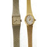 LADY'S ROTARY QUARTZ WRIST WATCH with oval dial, integral gold plated strap and and a LADY'S